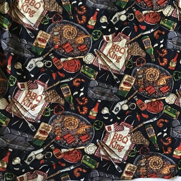 BBQ Kings Dreamwear Short-Sleeve Button-Up Shirt XXL By Dem Crazy 100% Cotton Gr - Picture 11 of 16